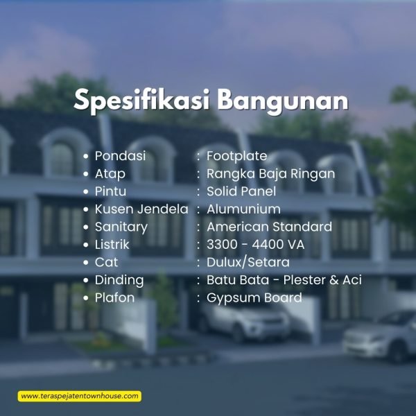 spesifikasi-bangunan-teras-pejaten-townhouse-cluster-muslim-jakarta-selatan-al-ghuroba-property